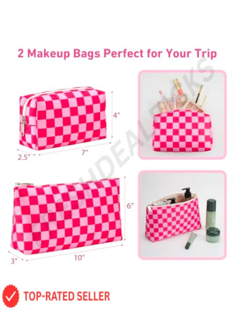 Waterproof Beach Tote Bag with 2 Makeup Bags Travel Work Gym Weekend